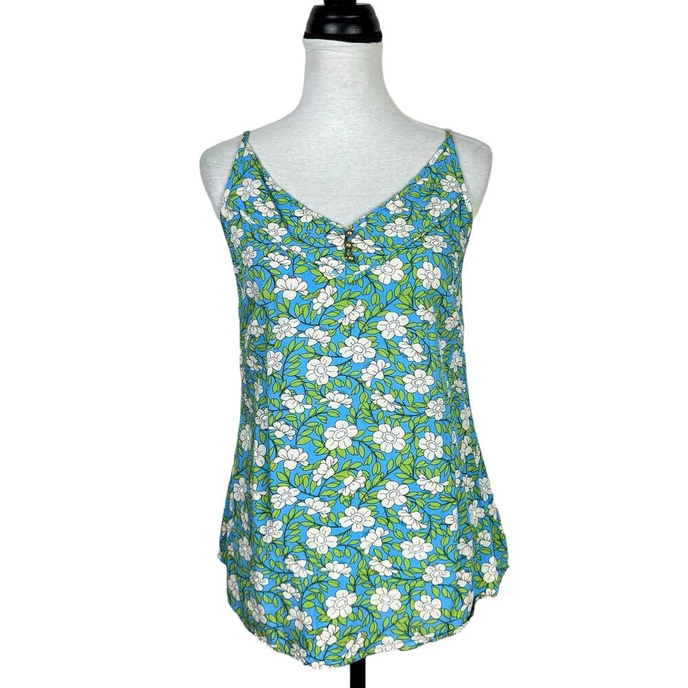 Cabi | #5214 Tidal Blue Cottonwood Vine Floral Cami Top Sleeveless Tank
